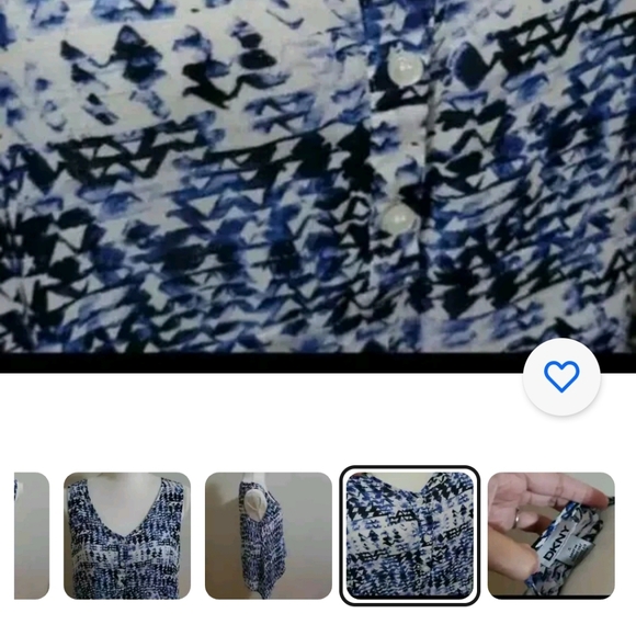 Dkny blue print top blouse size small - Picture 5 of 6